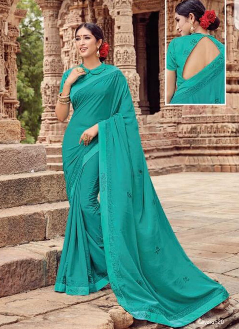 Latest Designer Saree Collection With Fancy Border and Beautiful Embroidery Work 